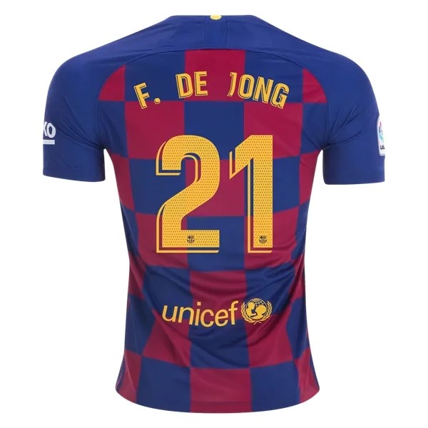 Camiseta Barcelona NO.21 De Jong 1ª 2019-2020 Azul Rojo